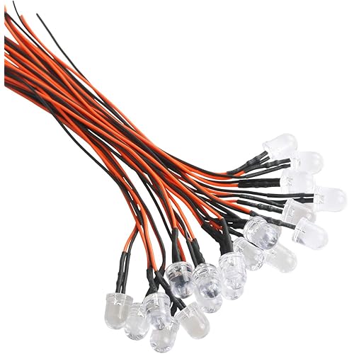 30pcs 12 Volt 10mm Orange LED Lights Emitting Diodes Pre Wired 7.9 inch DC 12v LED Light Clear Lens Small LED Lamps