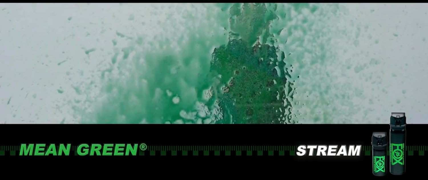 Mean Green Pepper Spray – 3,000,000 SHU – | 1.2% MC / 6% OC | High Purity Formula | with Green Staining Dye – Stream Spray – Maximum Strength Self Defense Spray