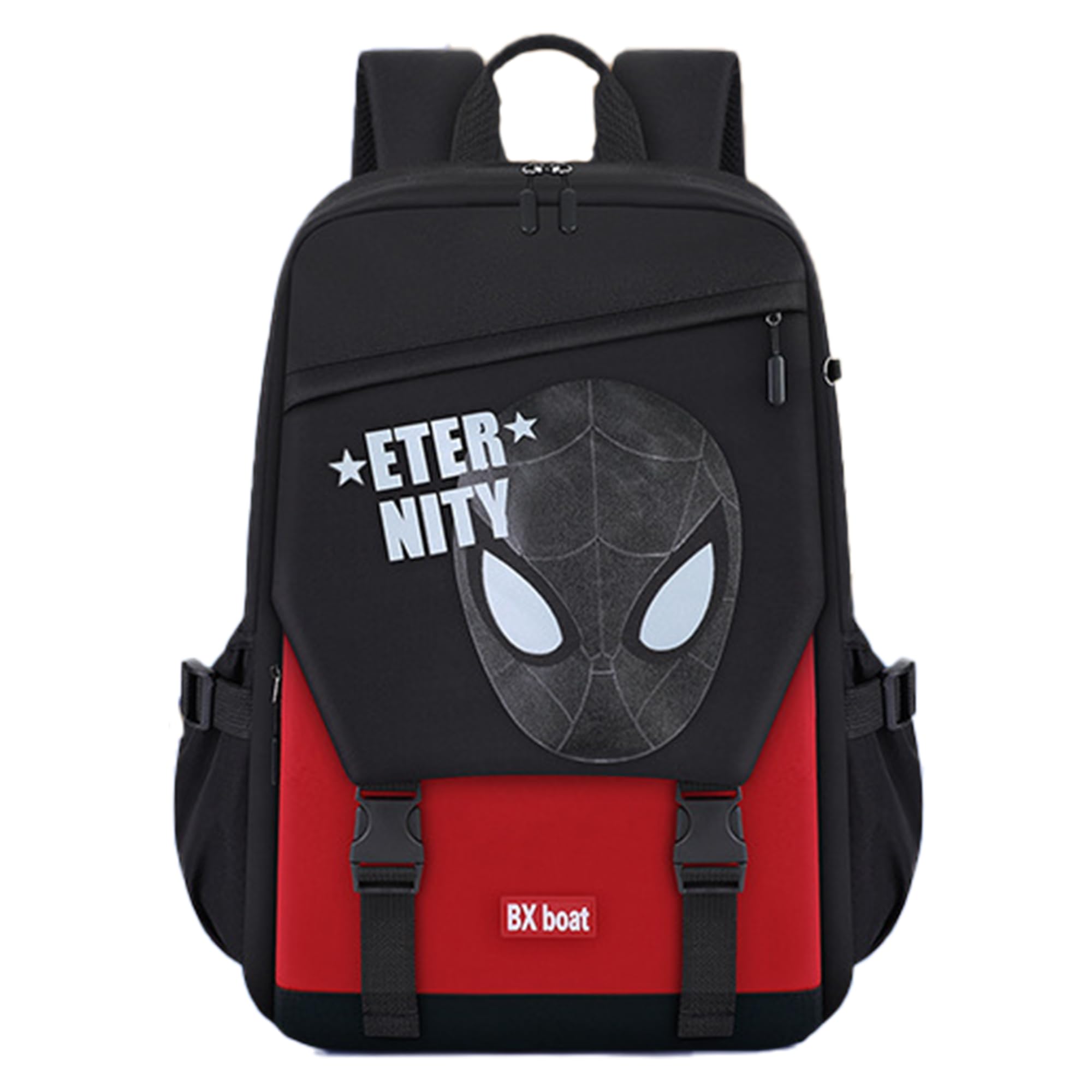 AMETUSSchool Bags for Boys Girls, Spiderman Face Backpack Waterproof, Travel Bags Daypack, School Gifts for Kids, Black