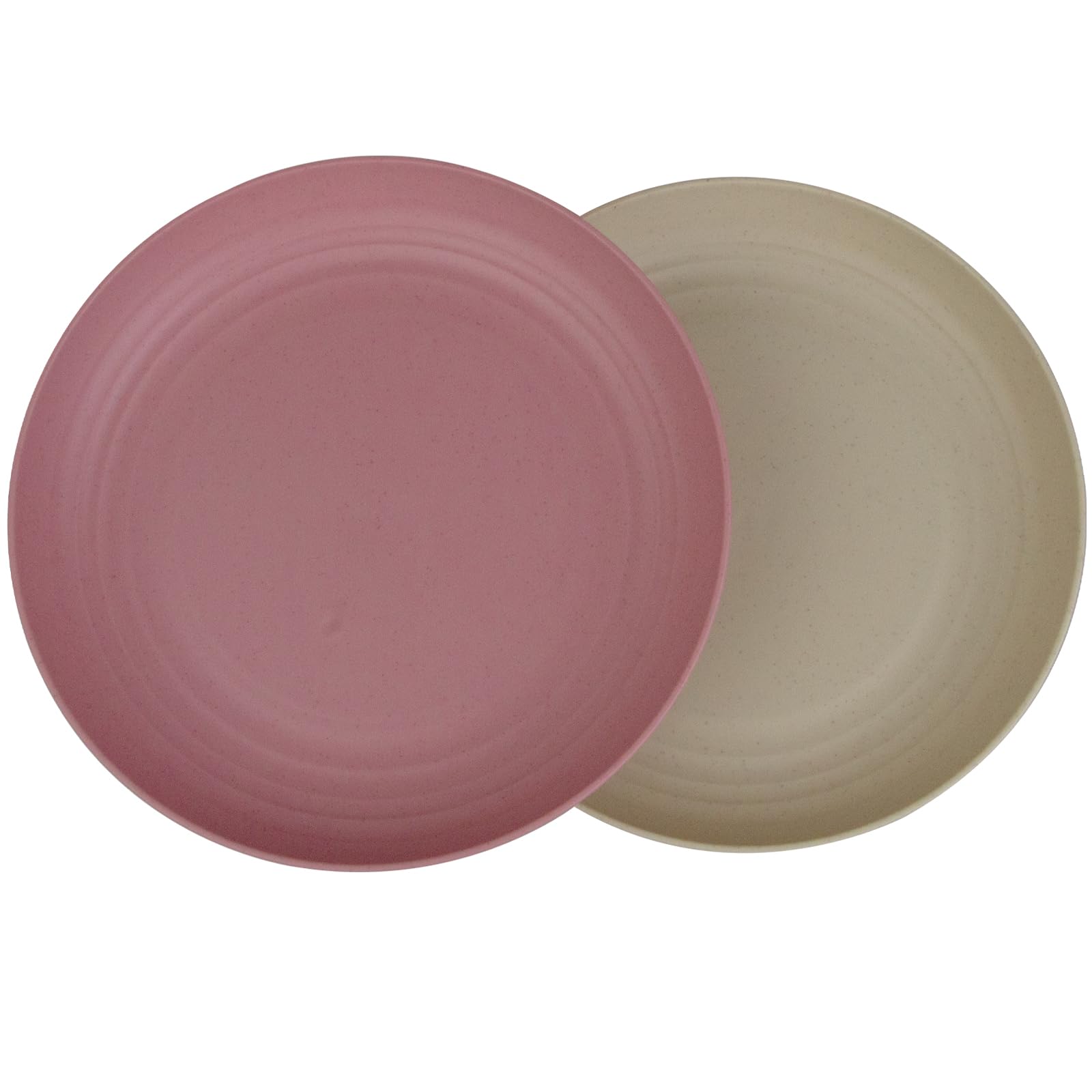 Soptalles Wheat Straw Plates Set of 2, 9 Inch Unbreakable Dinner Plates, Reusable Plate for Camping,Picninc,Family Dinner, Dishwasher & Microwave safe (Pink Beige)
