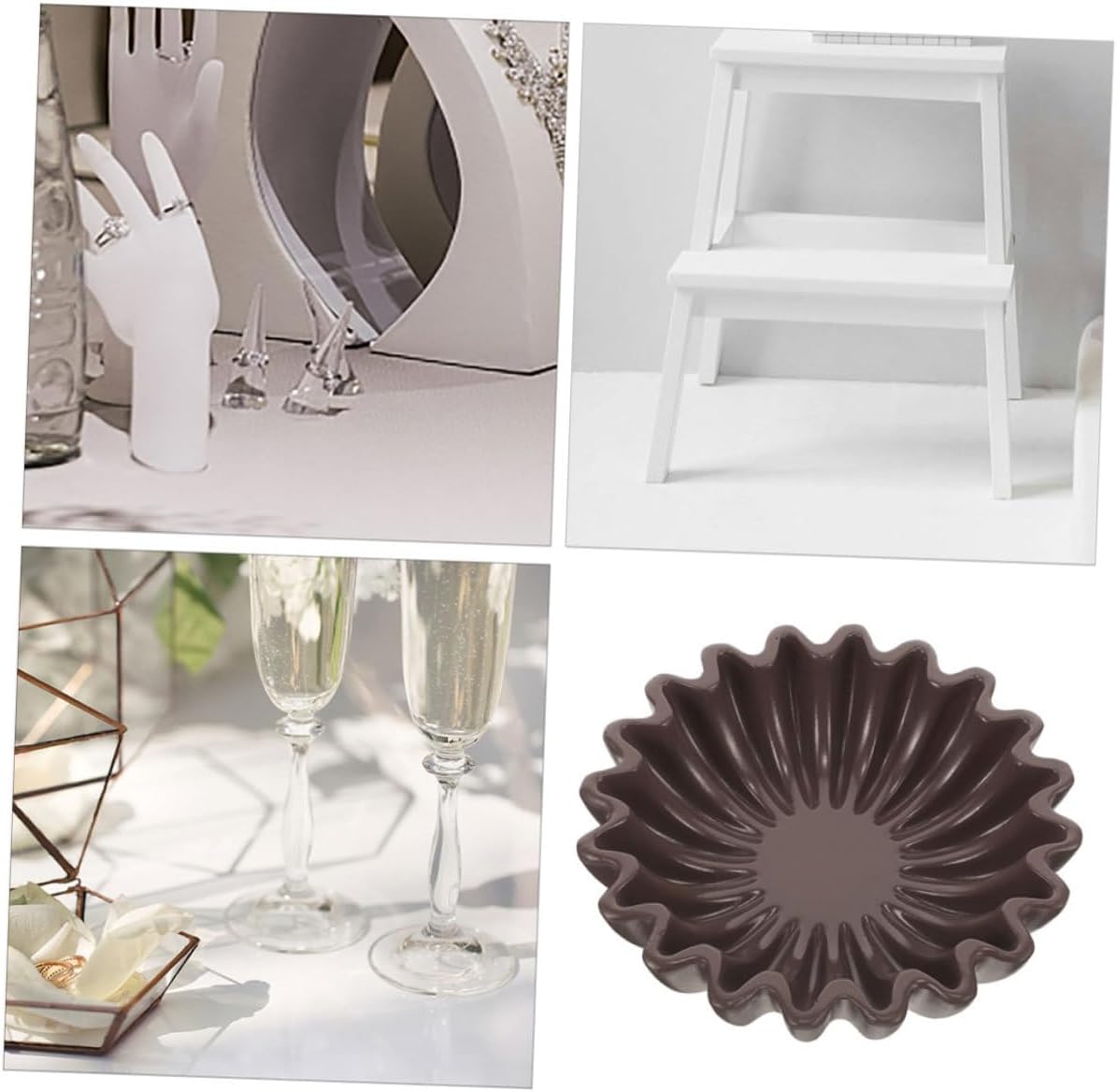 Zerodeko Decorative Bowl 10-inch Black Scalloped Edge Fruit Bowl Key Holder Jewelry Dish Organizer for Living Room Coffee Table and Entryway Storage