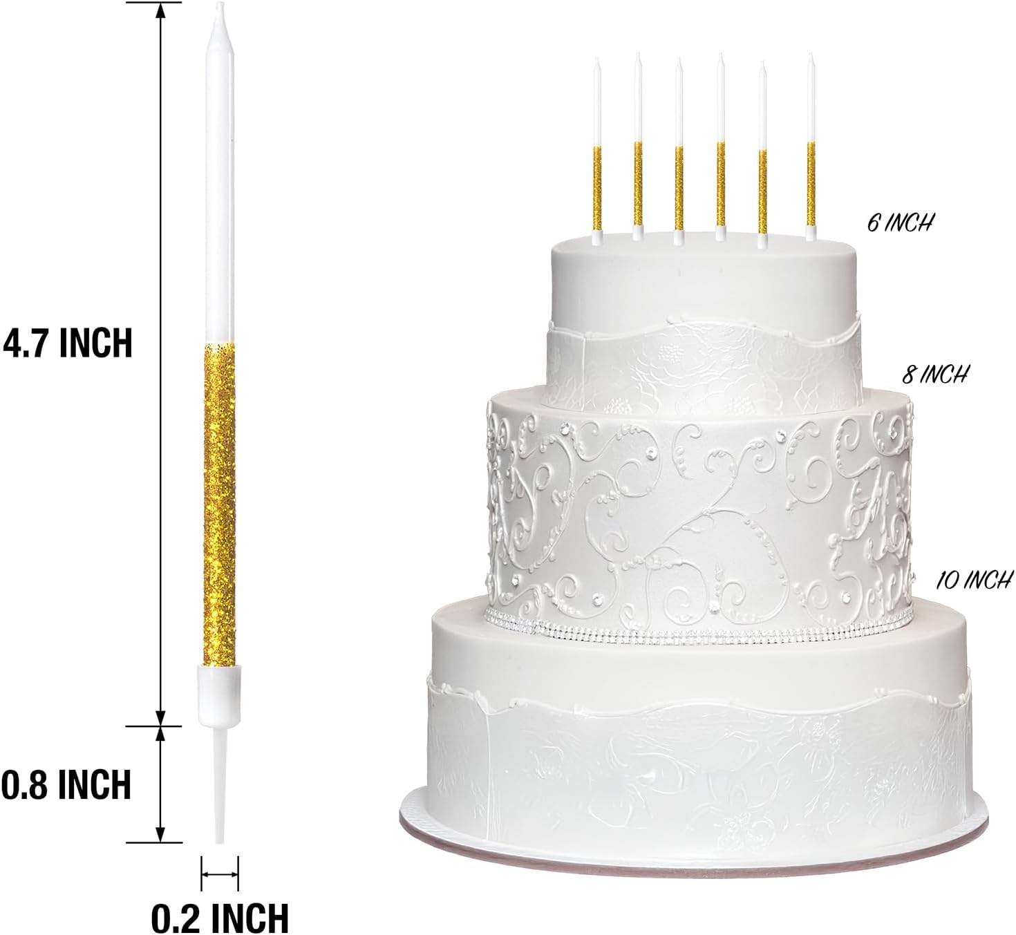 24 Pcs Glitter Birthday Candles, 5.5" Long Candles for Cake image 4