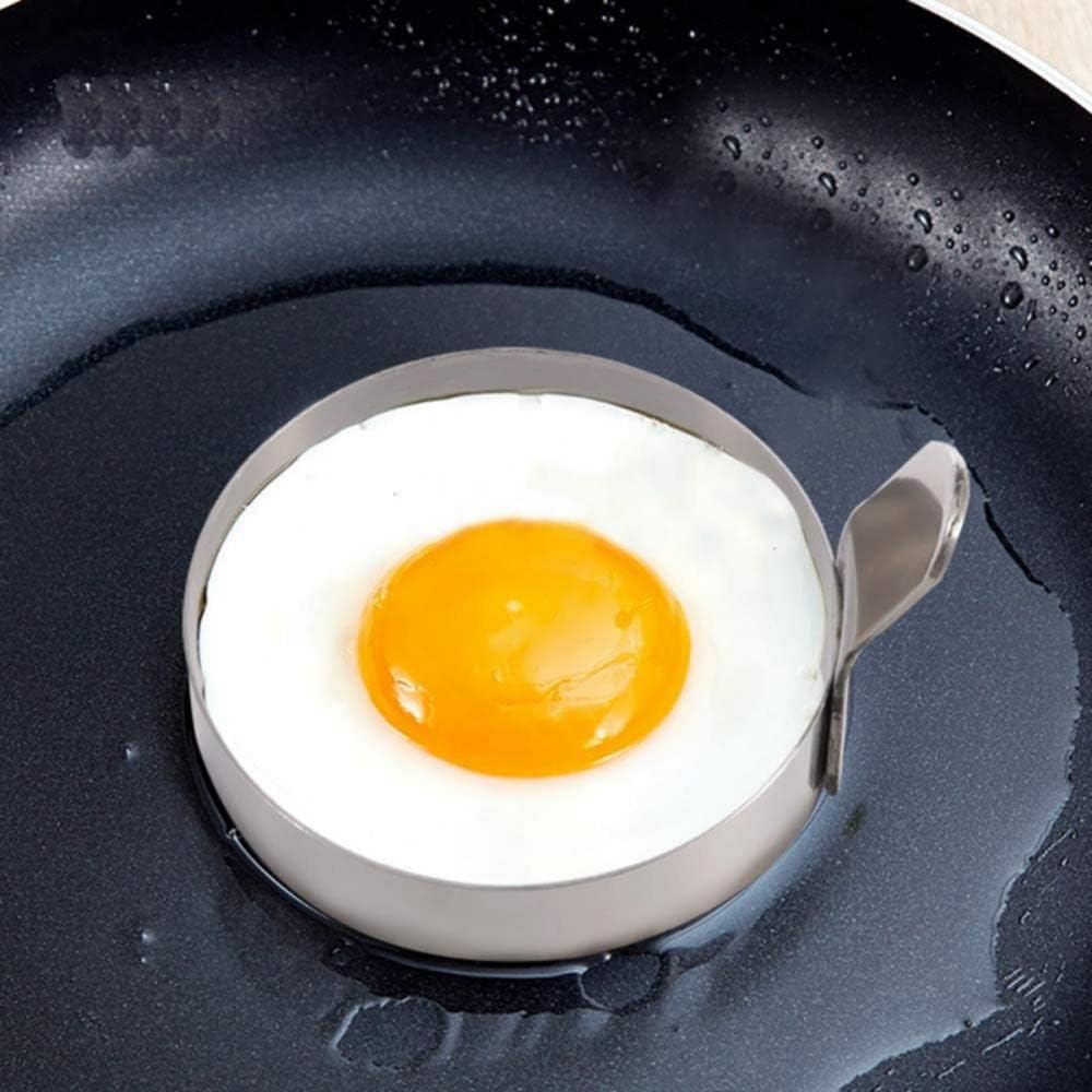Egg Rings for Frying, for Frying 2Pcs Thickened 304 Stainless Steel Round Fried Eggs with Handle Pancake Forming Mould Omelet Fried Egg Ring