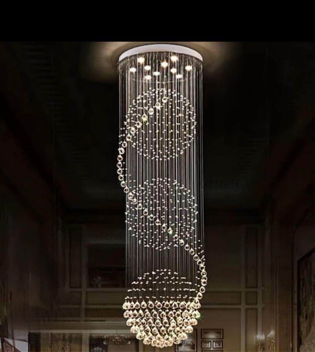 - Sanleen Enterprises Modern Ceiling Lamp Glass Bead Crystal Pendant Light Fix ture Hanging Chandelier 8feet Height