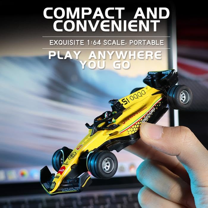 Image of PLUSPOINT 1:64 Die cast Metal F1 RC Mini Racing car with LED Lights | 2.4GHz Remote Control Car | 3 Speed Adjustable, USB Rechargeable Alloy RC Car for Kids & Adults Indoor /Outdoor Racing