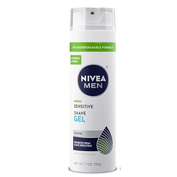 NIVEA FOR MEN Sensitive, Shaving Gel 7 Ounce (Pack of 10)