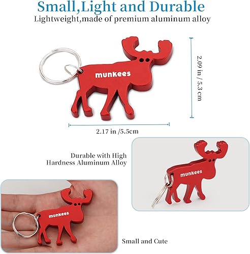 Miniatura 2 de Llavero abridor de botellas de alce, paquete de 2 abrebotellas de aluminio, accesorios de viaje al aire libre, color rojo