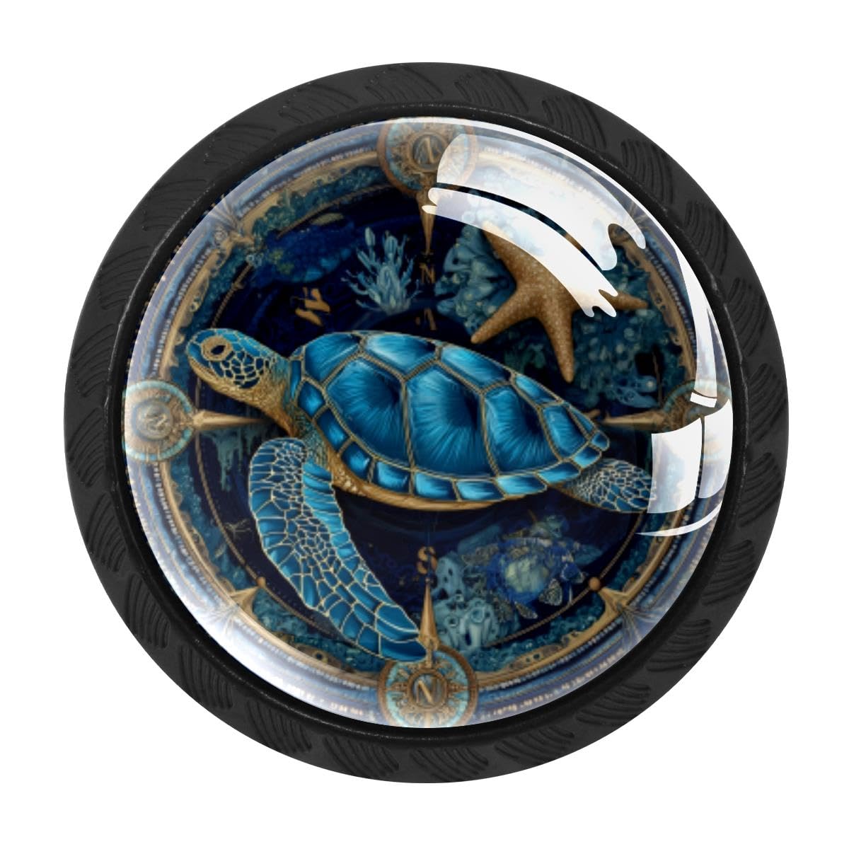 4 PCS Kitchen Cabinet Knobs, Blue Sea Turtle Drawer Knobs Dresser Handles