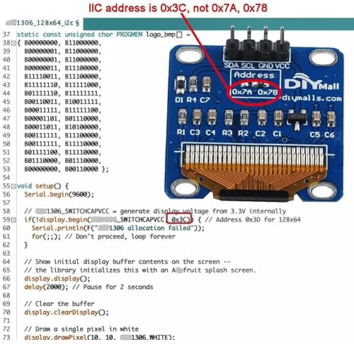 Miniatura 3 de Módulo de pantalla OLED de 0.96 pulgadas I2C IIC 128x64 S - D - 1306 3.3V-5V amarillo+azul para Arduino 2560 Nano ESP8266 ESP32 (paquete de 3)