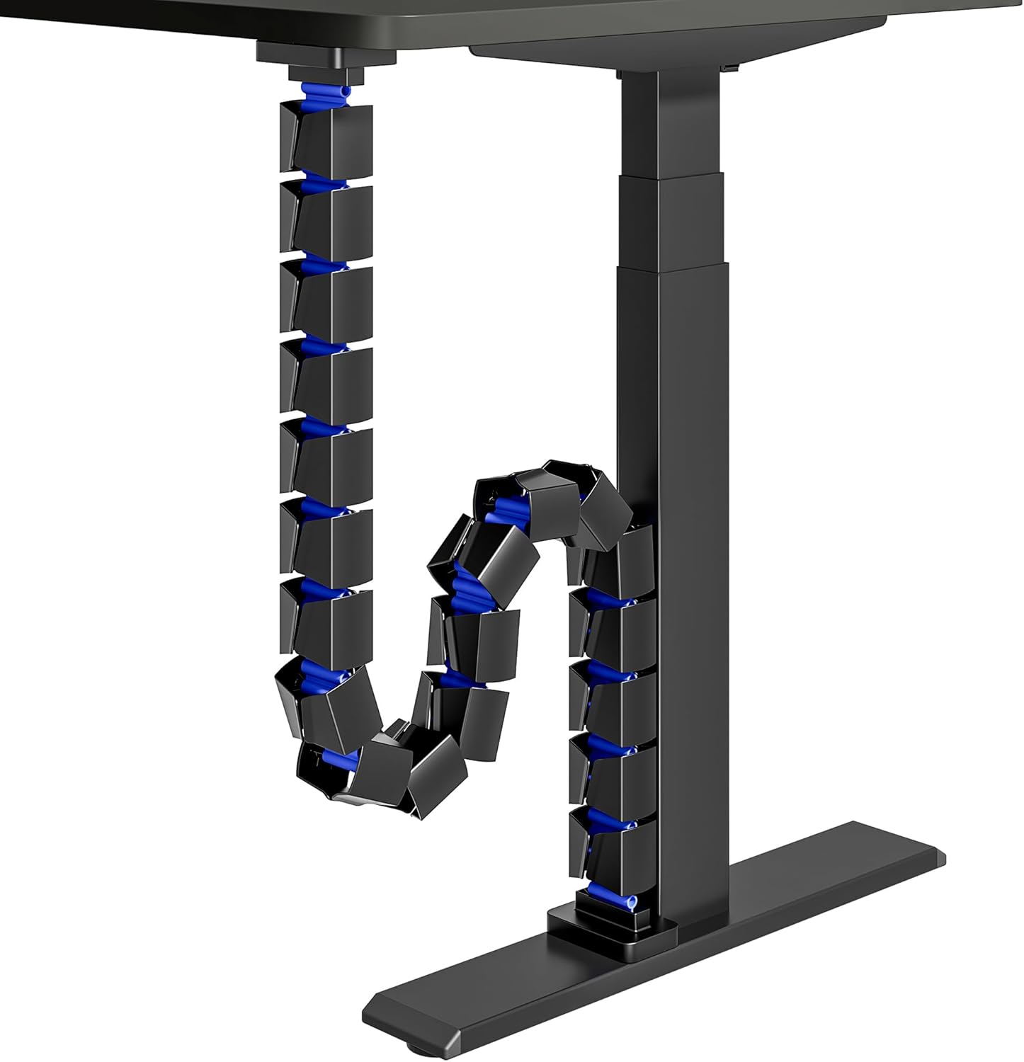 ARES WING Under Desk Cable Management Spine, Magnetic Vertebrae Cable Management for Standing Desk, Length Adjustable Cord Organizer with 20 Modular Vertebrae for Office and Gaming Desks, Blue