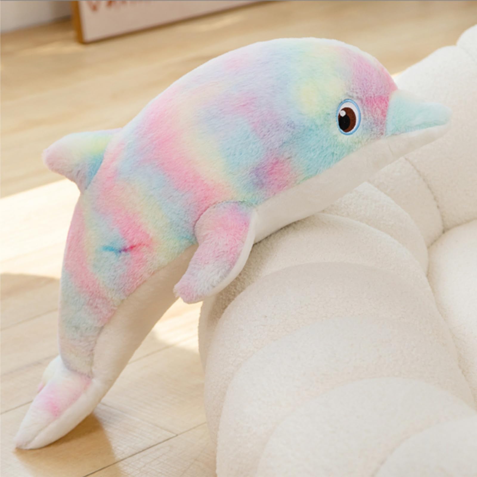 OUKEYI 50cm/19.7 Inches Dolphin Plush Toy, Dolphin Stuffed Animals Plush Pillow Super Soft Sea Animal Plush Toys Dolls for Boys Girls Sleeping Cushion Gift (Pinkish Yellow)