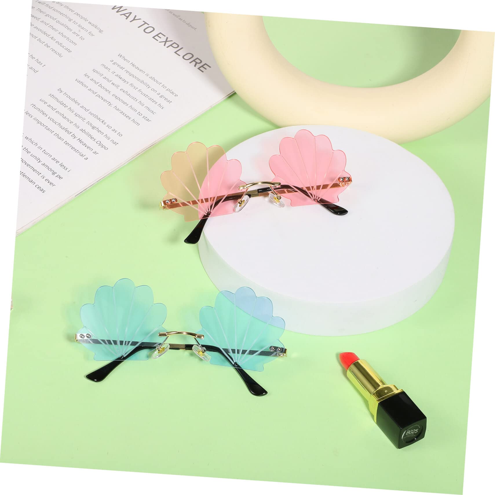 Kisangel 6pares Gafas De Sol De Concha Sin Para Lentes Decorativos Unisex Para De Dorado Azul Dorado Rosa
