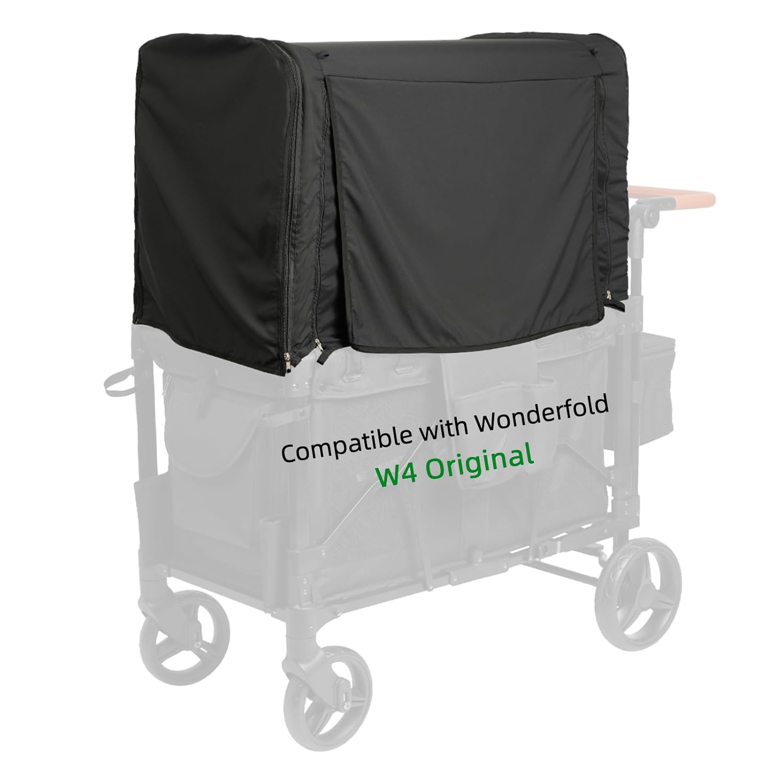 Full Coverage Wagon Canopy Customized for Wonderfold W4 Luxe Elite, Water-Resistant and Windproof, 2-in-1 Sunshade & Mosquito Net, All-Season Use for Strolls