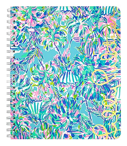 Lilly Pulitzer Large Blue Hardcover Spiral Notebook, 11 x 9.5 with 160 College Ruled Pages, Cabana Cocktail