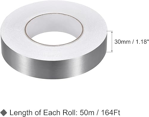 Miniatura 2 de uxcell Adhesivo autoadhesivo de aluminio de 1.18 pulgadas x 164 pies, tira de cinta adhesiva impermeable para pared, gabinete, cocina, color plateado