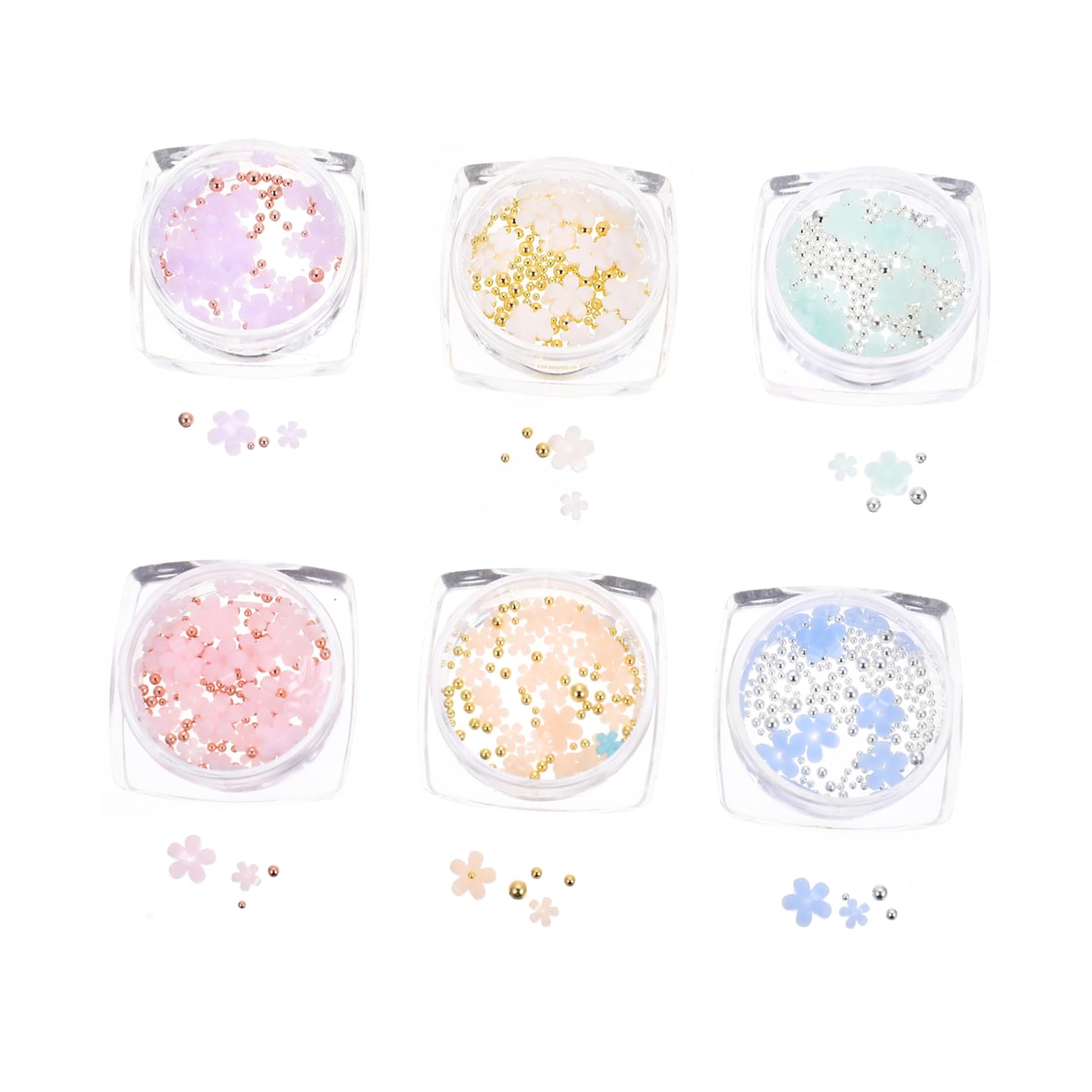 5 Ensembles Accessoires De Nail Art Fleurs De Décorations Pour Ongles Colorée Parfait 6 Boîtes * 5