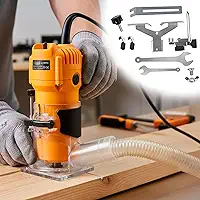 Tupia Laminadora Manual Elétrica 600w Pinça 1/4' 6mm 3000rpm Com Coletor de Pó (220V - AMARELO)