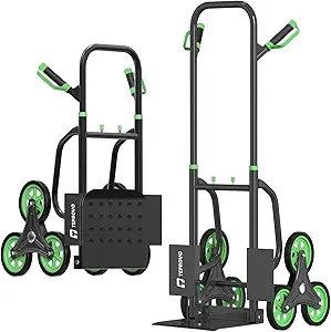 Stair Climbing Hand Truck 440lb,Heavy Duty Dolly Cart for Stairs,Thickened Upgraded Steel Tube Folding Stair Climbing Trolley with Six Wheels and Telescoping Handle