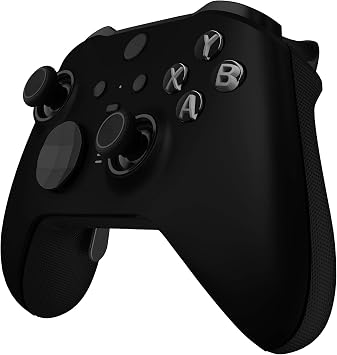 eXtremeRate Black Soft Touch Grip Faceplate Cover, Front Housing Shell Case Replacement Kit for Xbox One Elite Series 2 Controller Model 1797 - Thumbstick Accent Rings Included