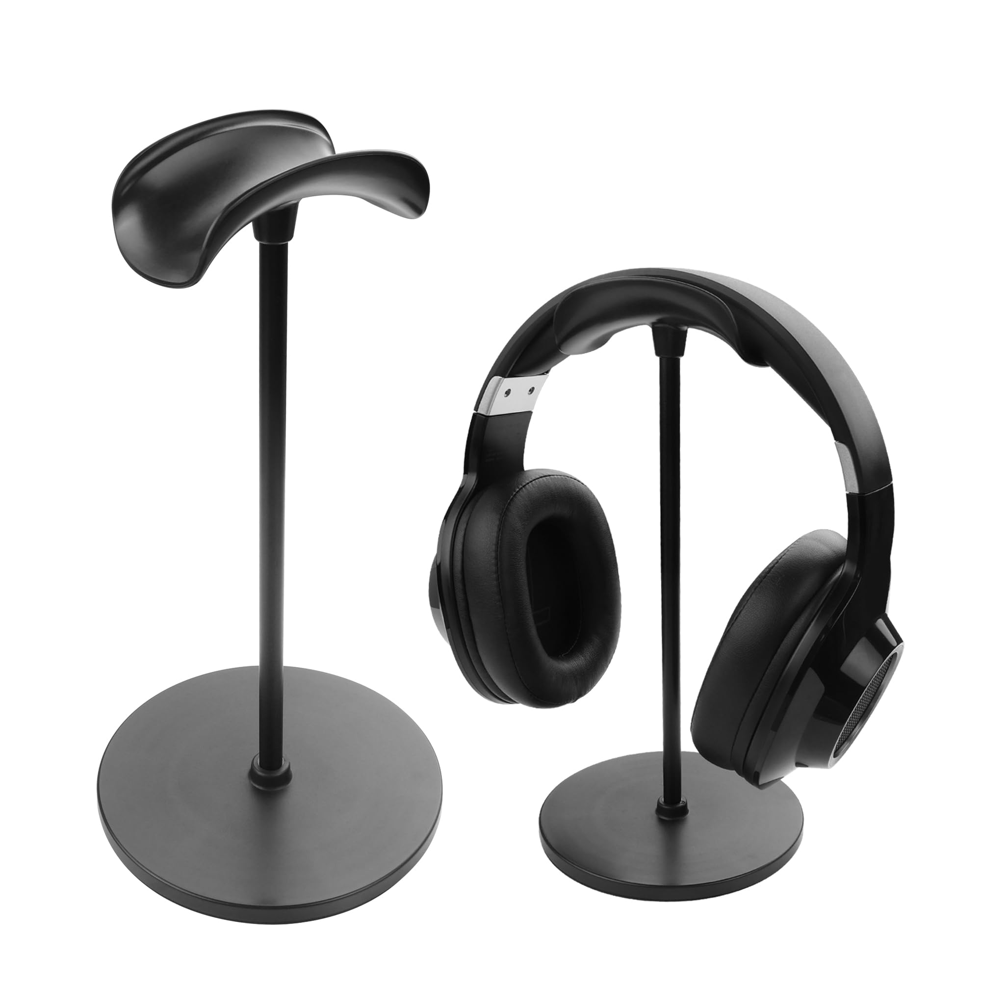 YAODHAOD Desktop Headphone Stand, Aluminum Alloy Headset Stand for Desk with Curved Headphone Rest & Anti-Slip Base,Heavy Base Desk Stand Headphones Support Accessory (Black)