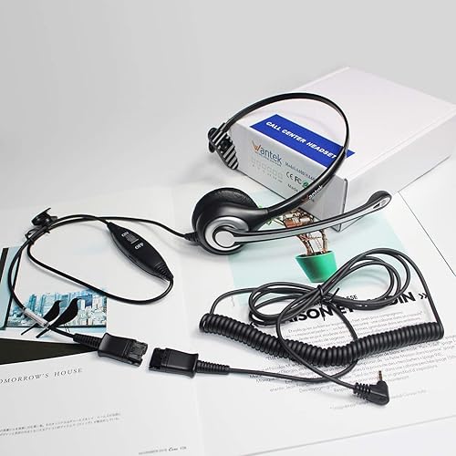 Miniatura 7 de Wantek Auriculares de teléfono de 0.098 in monoaurales con micrófono de cancelación de ruido+desconexión rápida compatibles con Cisco Linksys SPA