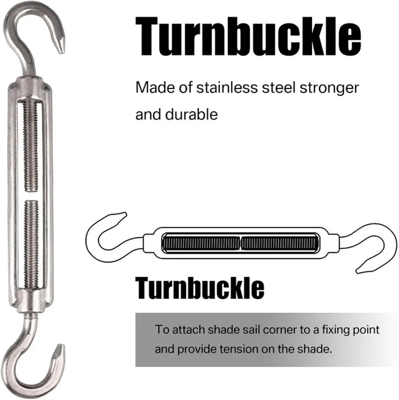 Shade Sail Hardware Kit 24pcs/Set Sun Shade Sail Hardware Kit 304 Stainless Steel Sunshades Canopy Installation for Install Awning Accessories(4set96pcs)