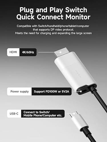 Miniatura 2 de Hagibis Switch Dock para Nintendo Switch OLED, adaptador de cable USB C a HDMI con HDMI 4K a 30Hz, suministro de energía de 100 W, adaptador tipo C