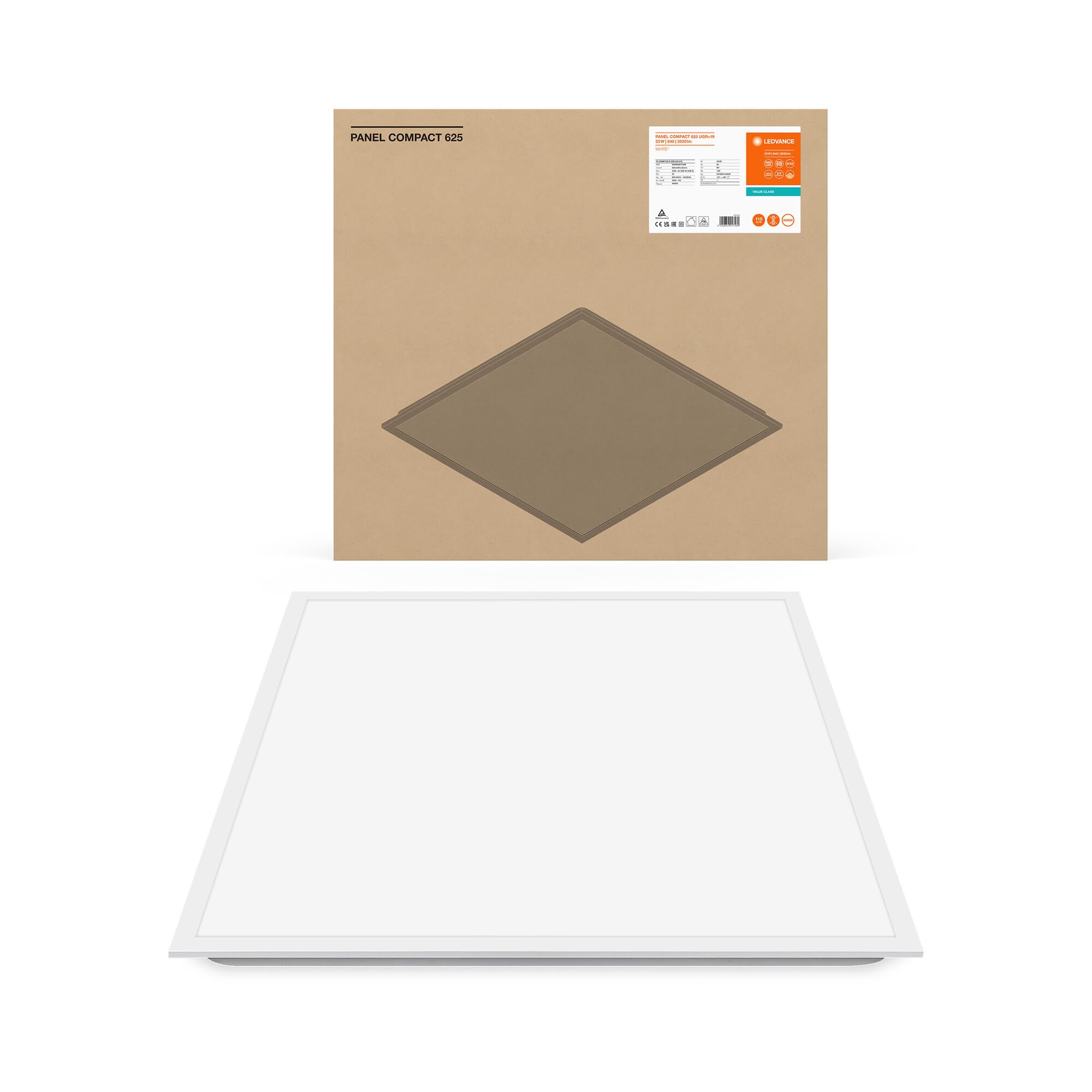 LEDVANCE Quadratische Einlege-Leuchten mit starker Entblendung, für 625 x 625 mm Deckensysteme PL COMP 625 V 33W 840 U19