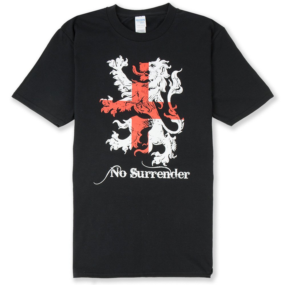Senlak England T-Shirt Lion No Surrender (X Large) Black