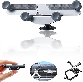 360-Degree Rotatable Air Vent Mount Car Phone Holder, Phone Mount for Car, Phone Holder Car Invisible, Invisible Air Vent Mount Phone Holder, Foldable Mobile Phone Stand (Silver,Paste)