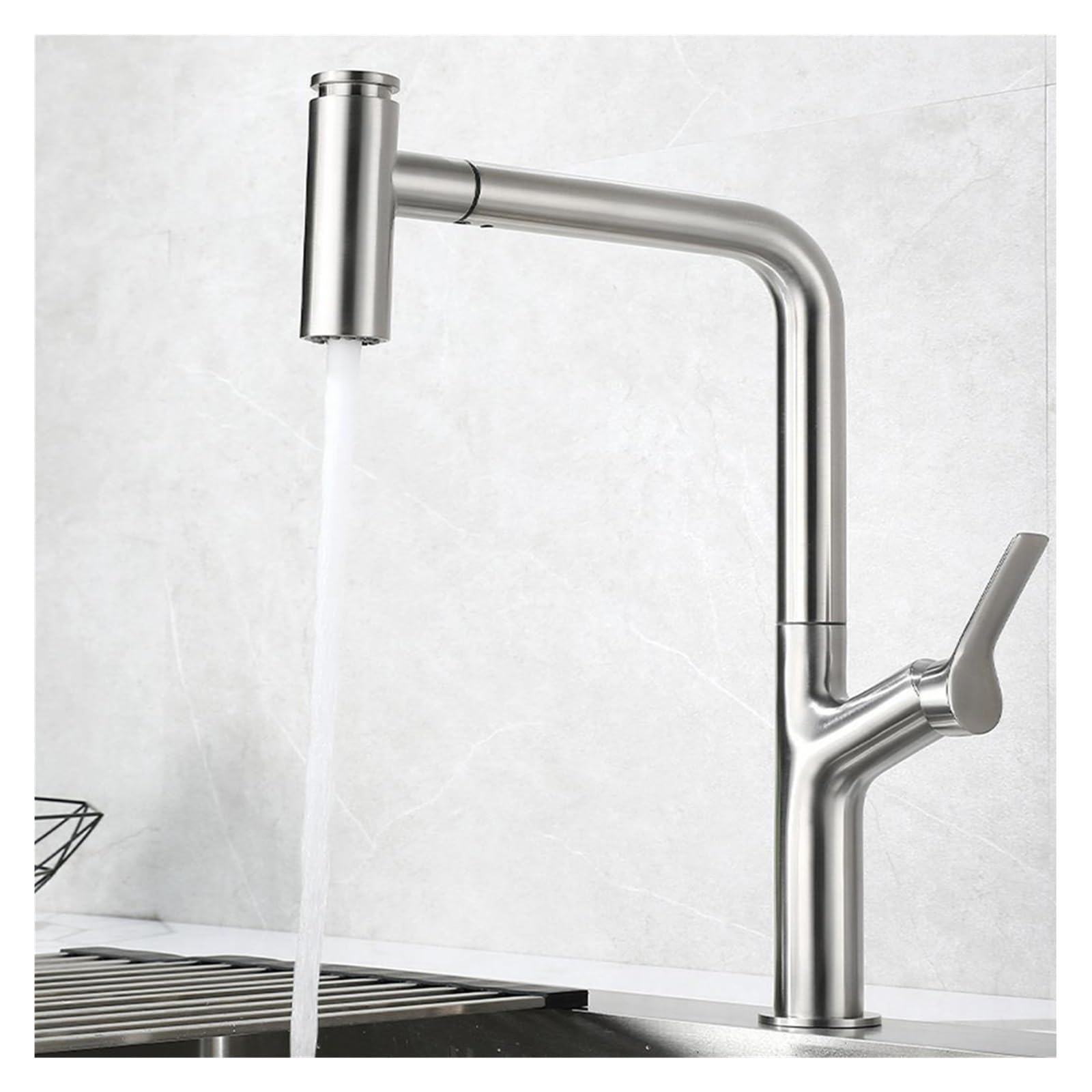 Mitigeur de lavabo de cuisine robinet inox 304 avec douchette spray rotation 360