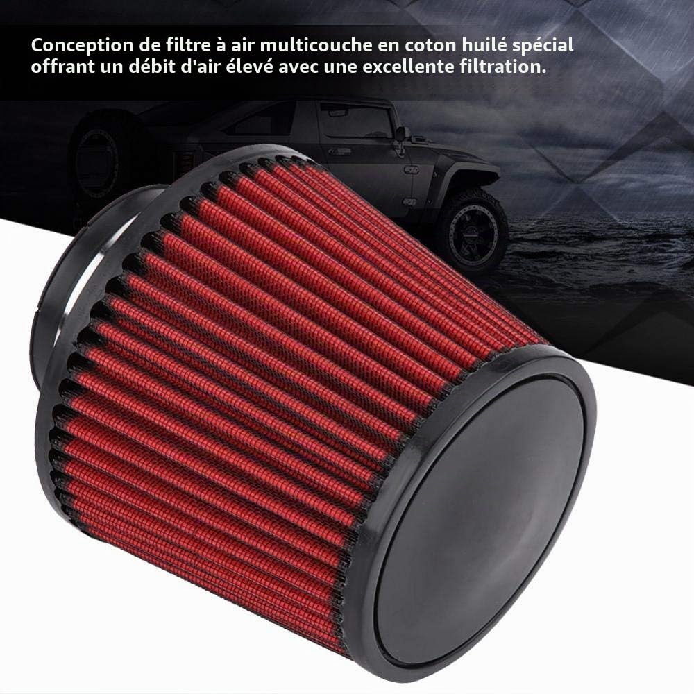 Ymiko Filtre à Air, universel de voiture prise d'air d'admission à haut débit filtre à air à cône rond nettoyant filtre à Air de moteur à pince(76mm)