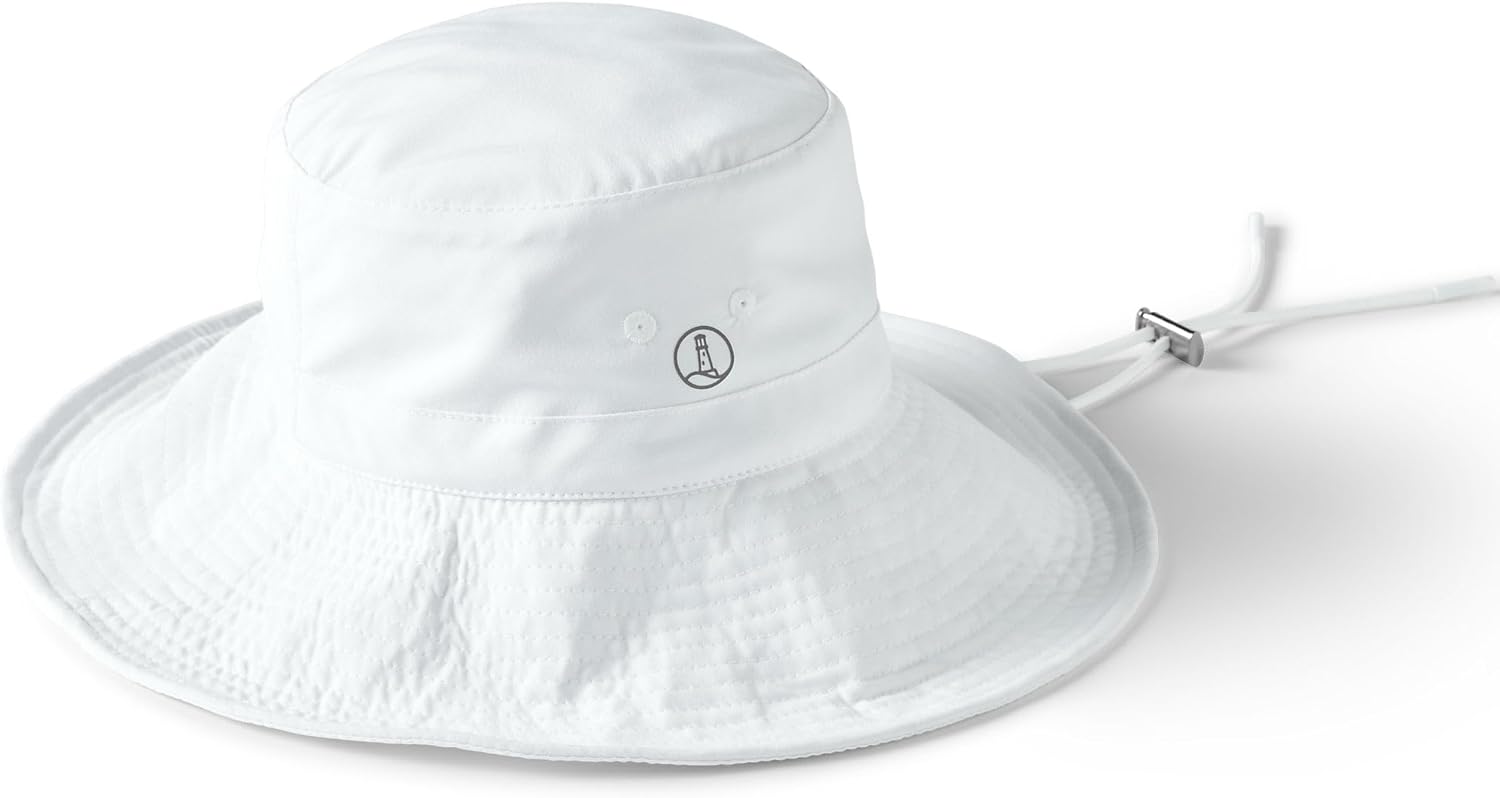 Lands' End Facesaver UPF 50 Active Wide Brim Sun Hat LXL White at