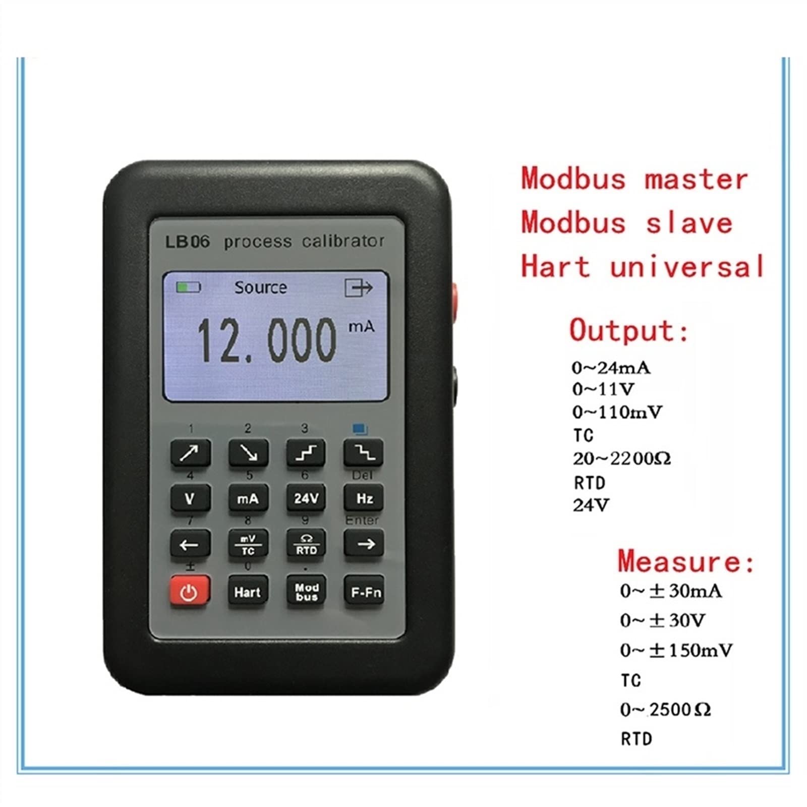 Wielofunkcyjny kalibrator procesów LB06 MODBUS RTU Hart Communicator PT100 Częstotliwość 4-20mA 0-10V Kalibrator sygnału