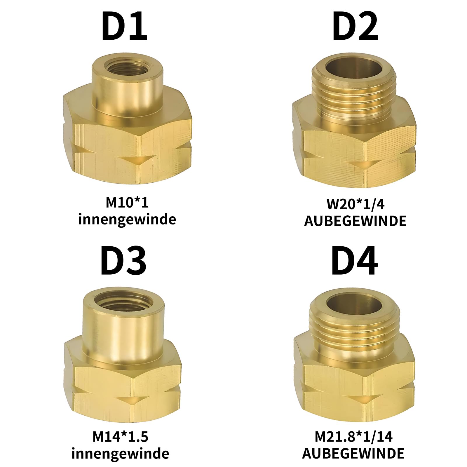 Gasfles verloop set Europa messing adapter set