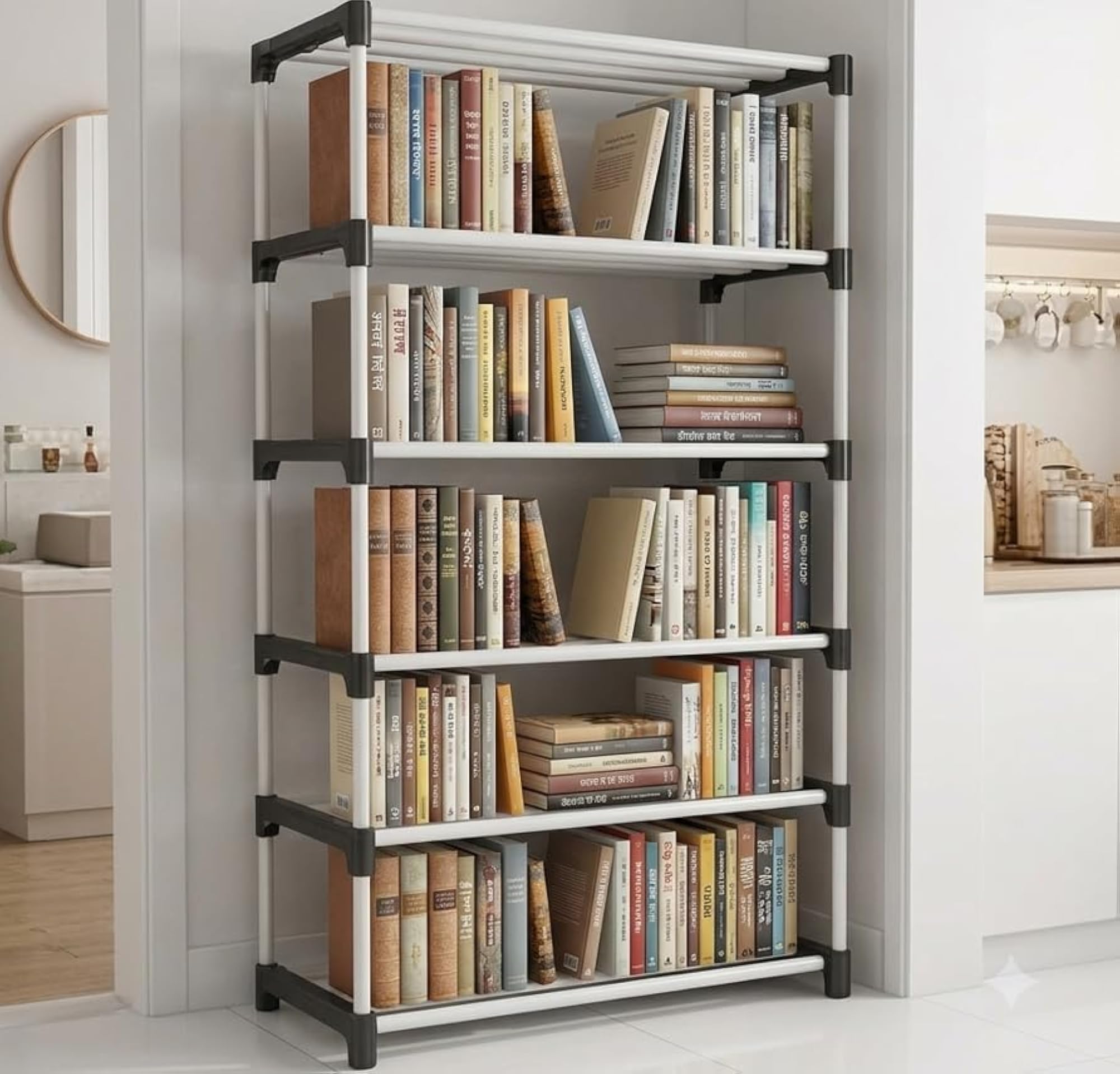 6 Layer Bookshelf, Sturdy Multi-Level Storage Organizer