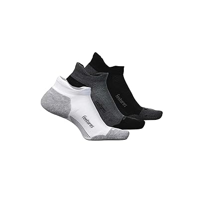 Feetures Elite Max Cushion No Show Tab 3 Pair Pack No Show Socks Shoes White/Black/Gray