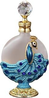 YlobdolY Botella de perfume decorativa de cristal esmaltado vintage de 30 ml, recipiente vacío rellenable, mini dispensador de perfume, decoración de mesa, color azul