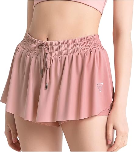 Vista 3 de Durio 2 in 1 Flowy Shorts Athletic Shorts for Women Butterfly Running Workout Shorts