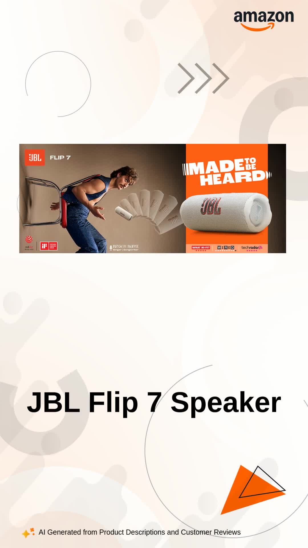 JBL Flip 7 Wireless Portable Bluetooth Speaker, Bold Pro Sound