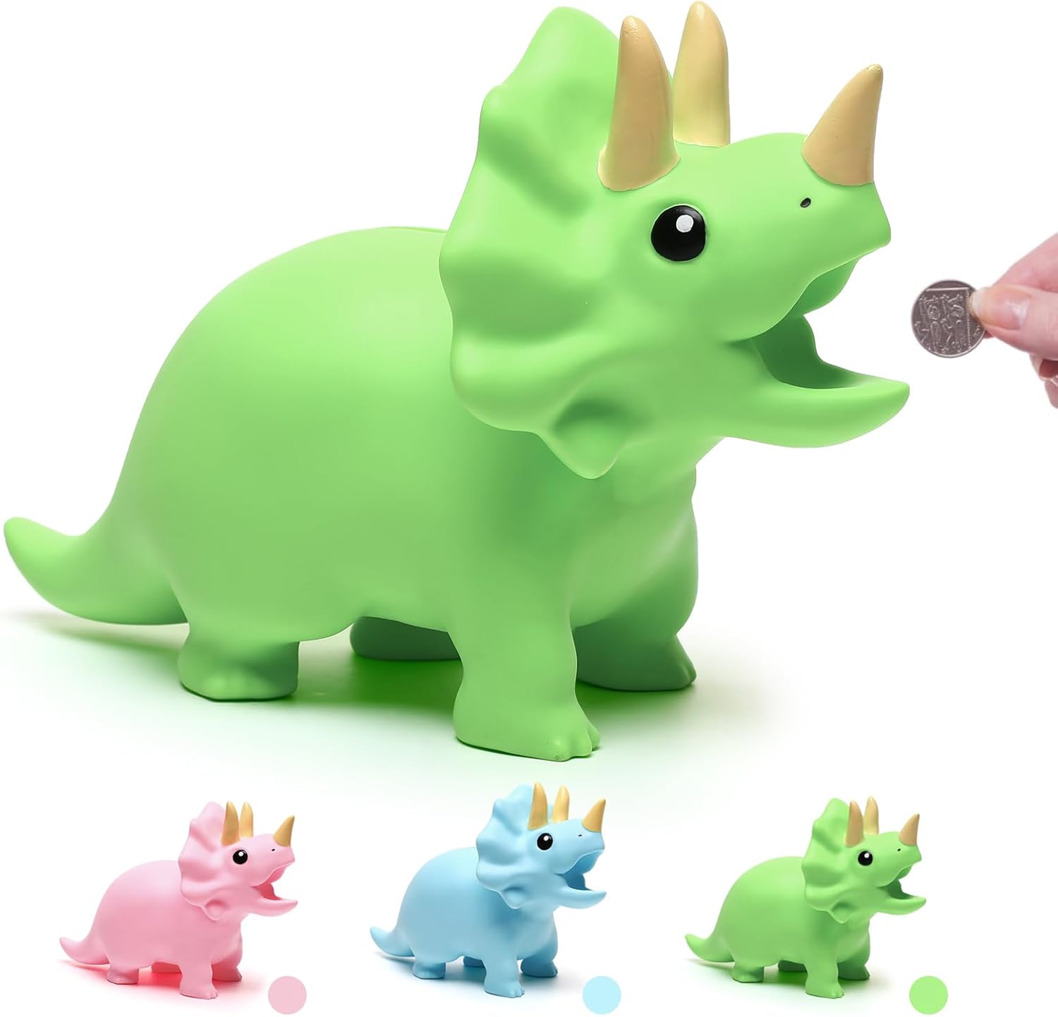 Amazon.com: Large Dinosaur Piggy Bank, Unbreakable Plastic Money Bank ...