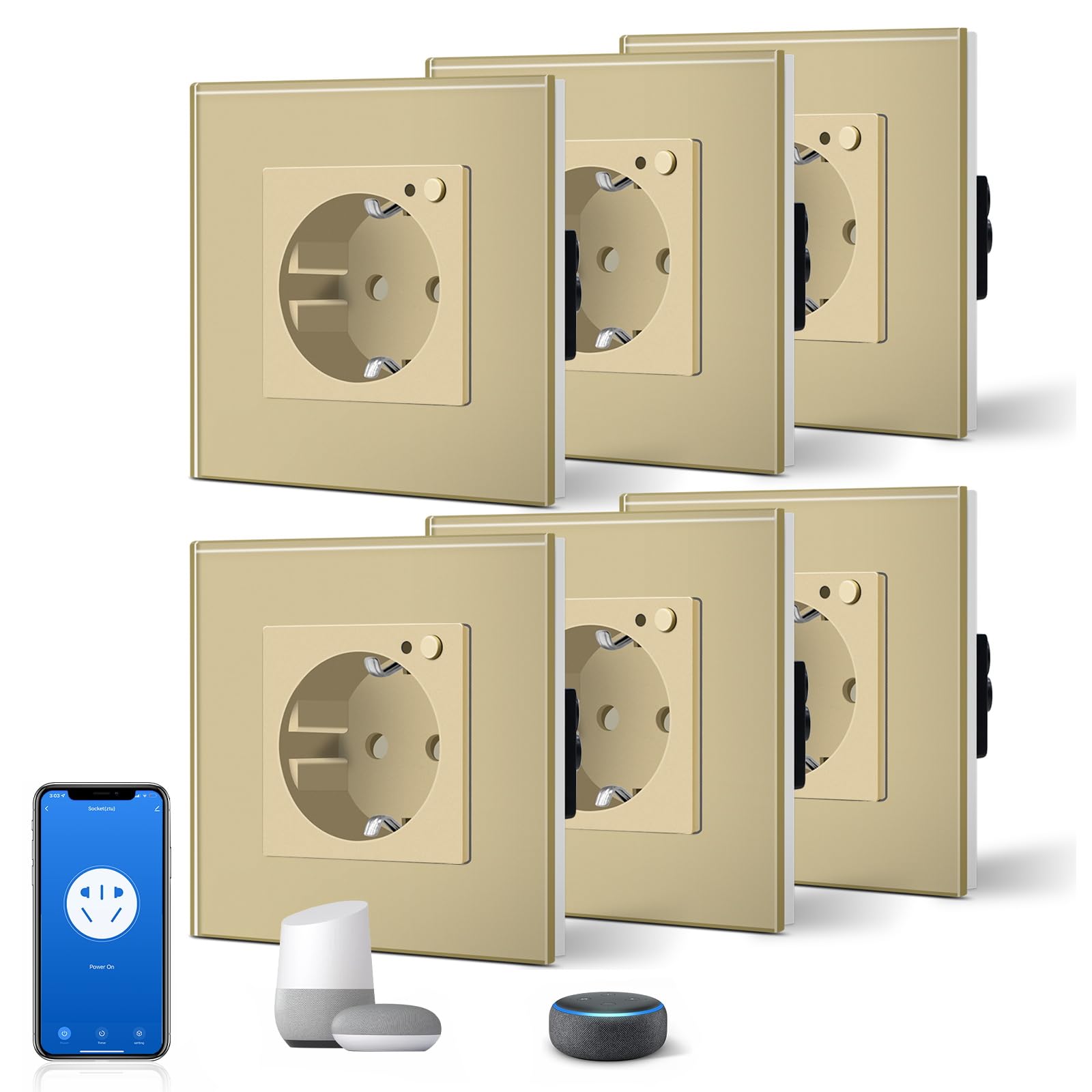 BSEED Enchufe Inteligente con 20W USB y Tipo C,Mate Enchufe Pared Wifi con Medidor Consumo,Control Remoto por APP & Voz,Requiere Cable Neutro,1 Enchufe,Blanco 86mm — view 20