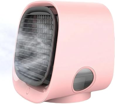 fan with cooling -mini Portable Air Cooler with 3 Speeds, Small Desk Evaporative Coolers with Visible Water Tank & Quiet Operation for Office, Home, Bedroom