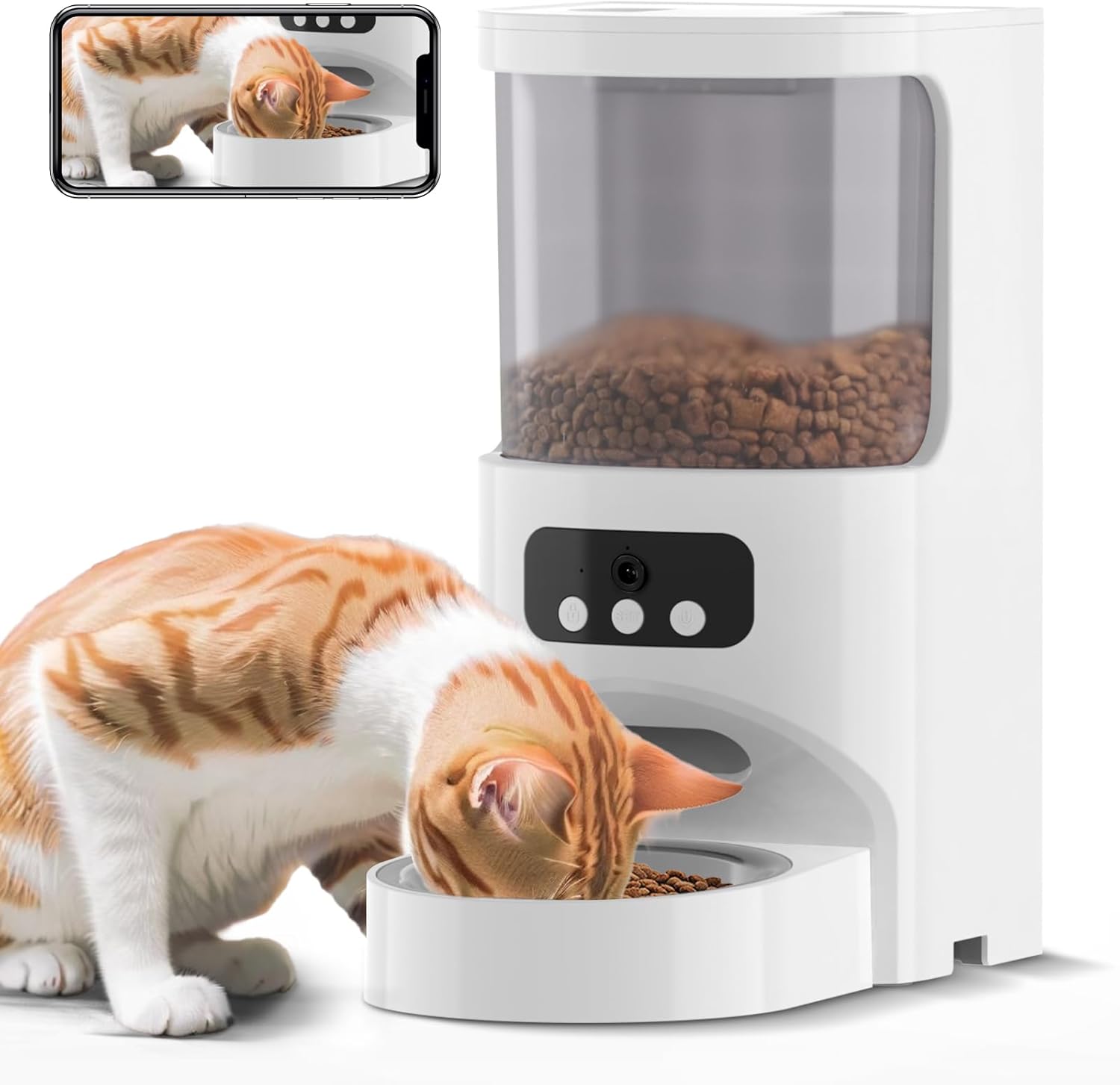 Automatic Cat Feeder with Camera,5G&2.4G WiFi Pet Feeder 1080P HD Pet Food Dispenser with Night Vision,Timed Smart App Dog Food Dispenser with 2-Way Audio for Cat & Dog,Detachable for Easy Clean