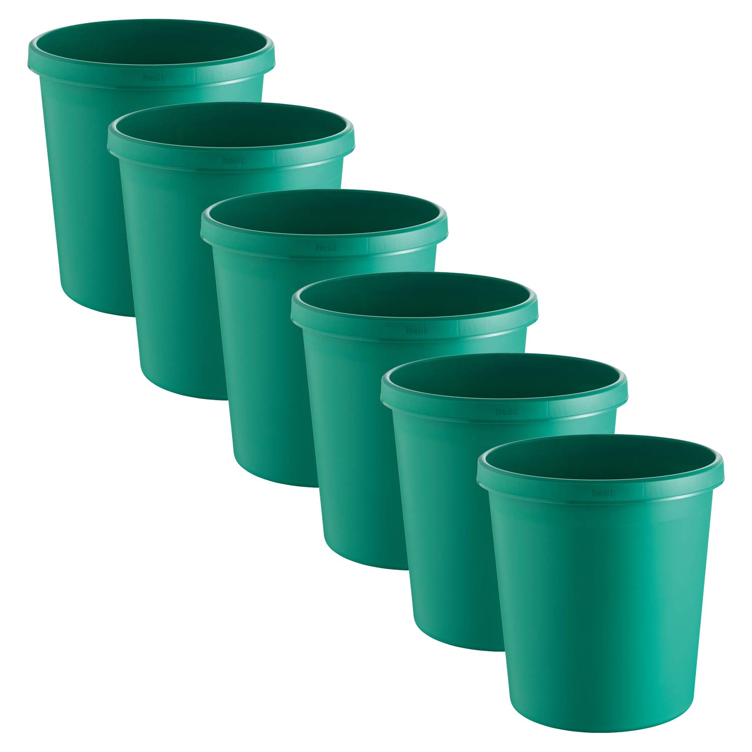 Helit H6123852 - Papierkorb „the german“, 18 L, grün, 6 Stück