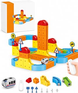 USCAMEL Train Set for Kids Ages 4-8: Remote Control Electric Train Set with 147PCS 3D Track System, Anti-Gravity Wall Climbing Train with 360° Loops, STEM Building Toy Gift for Boys Girls
