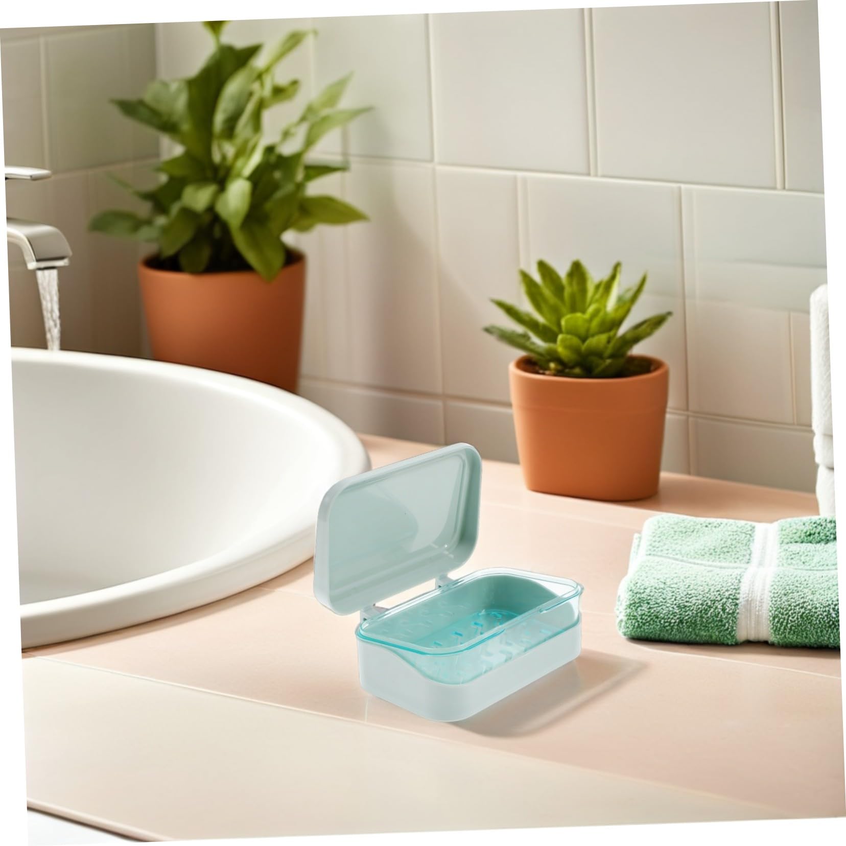 4 Piezas Jaboneras con Tapa y Doble Capa con Drenaje Portátiles y Resistentes Diseño Compacto y Autodesagüe para Baño Camping y Gimnasio de Unidades Azul
