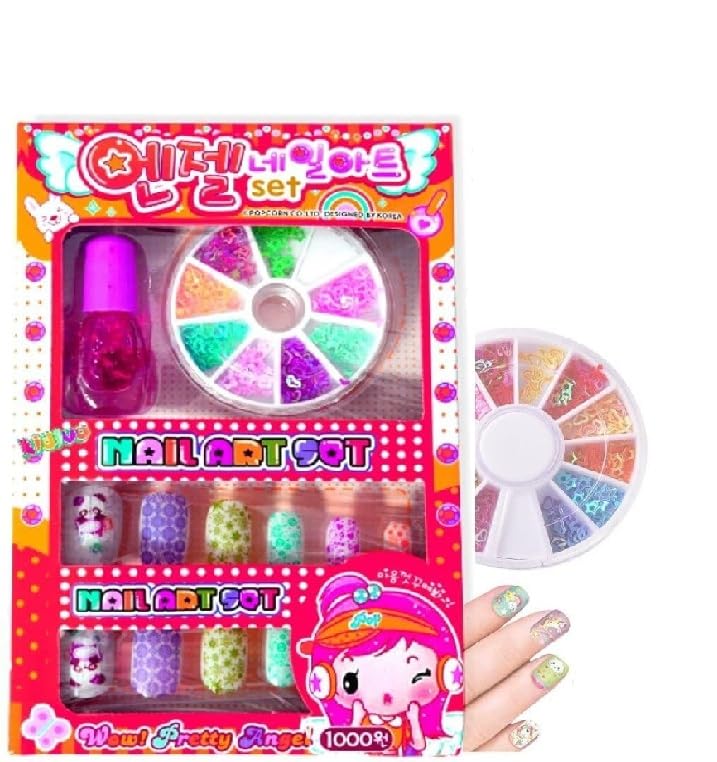 Eclet Nail Art Kit for Girls – DIY Nail Art Set with 12 Artificial Nails, Glitters & Nail Tools | Cute Fashion Pretend Play Beauty Kit for Kids Set of 1-image-31