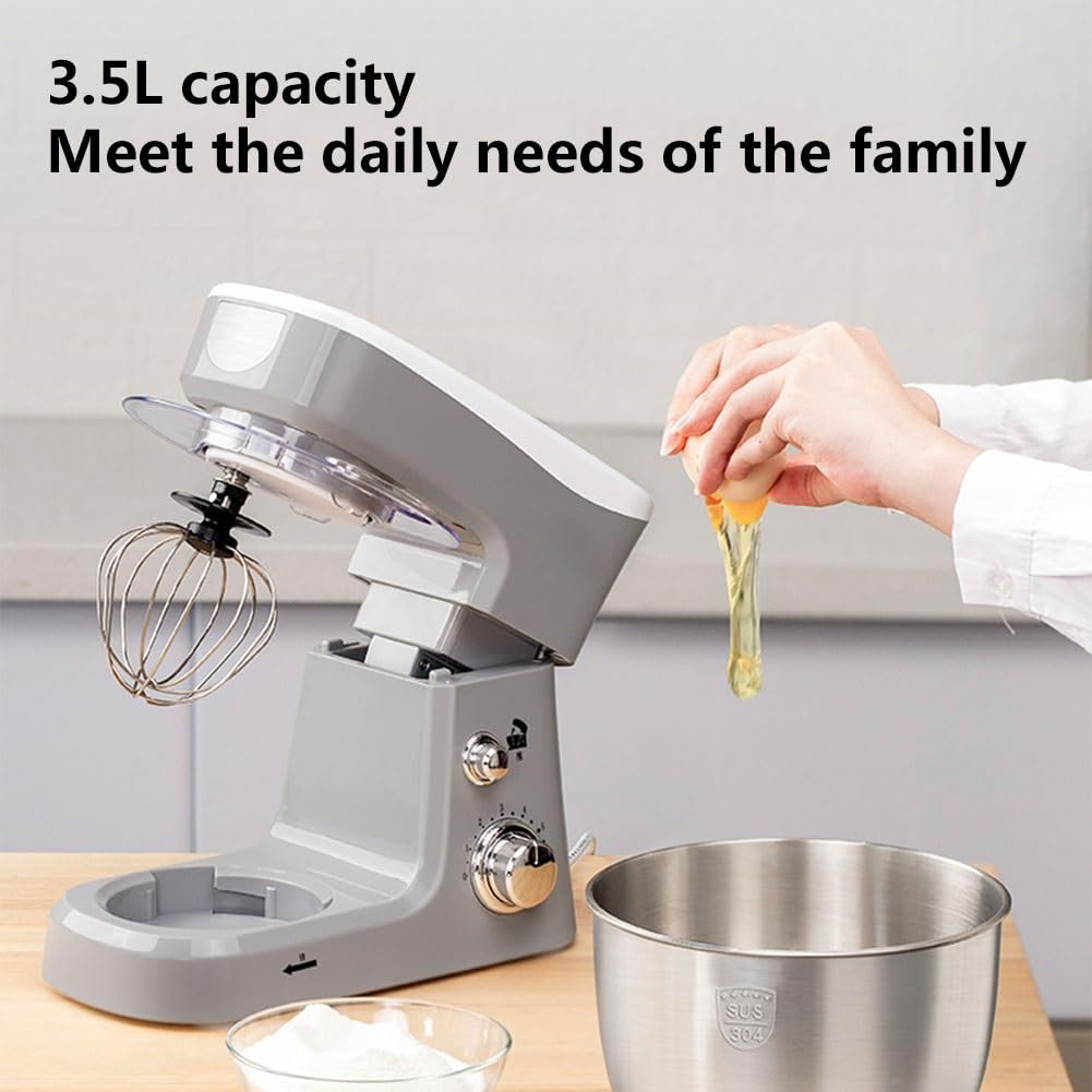 Robot De Cocina Con Tazón Para Mezclar De Acero Inoxidable De 3,5L Configuración De 6 Velocidades Batidora Amasadora Eléctrica De Pie Incluyendo Gancho Para Masa, Batidor Para Hornear En Cocina 600W (