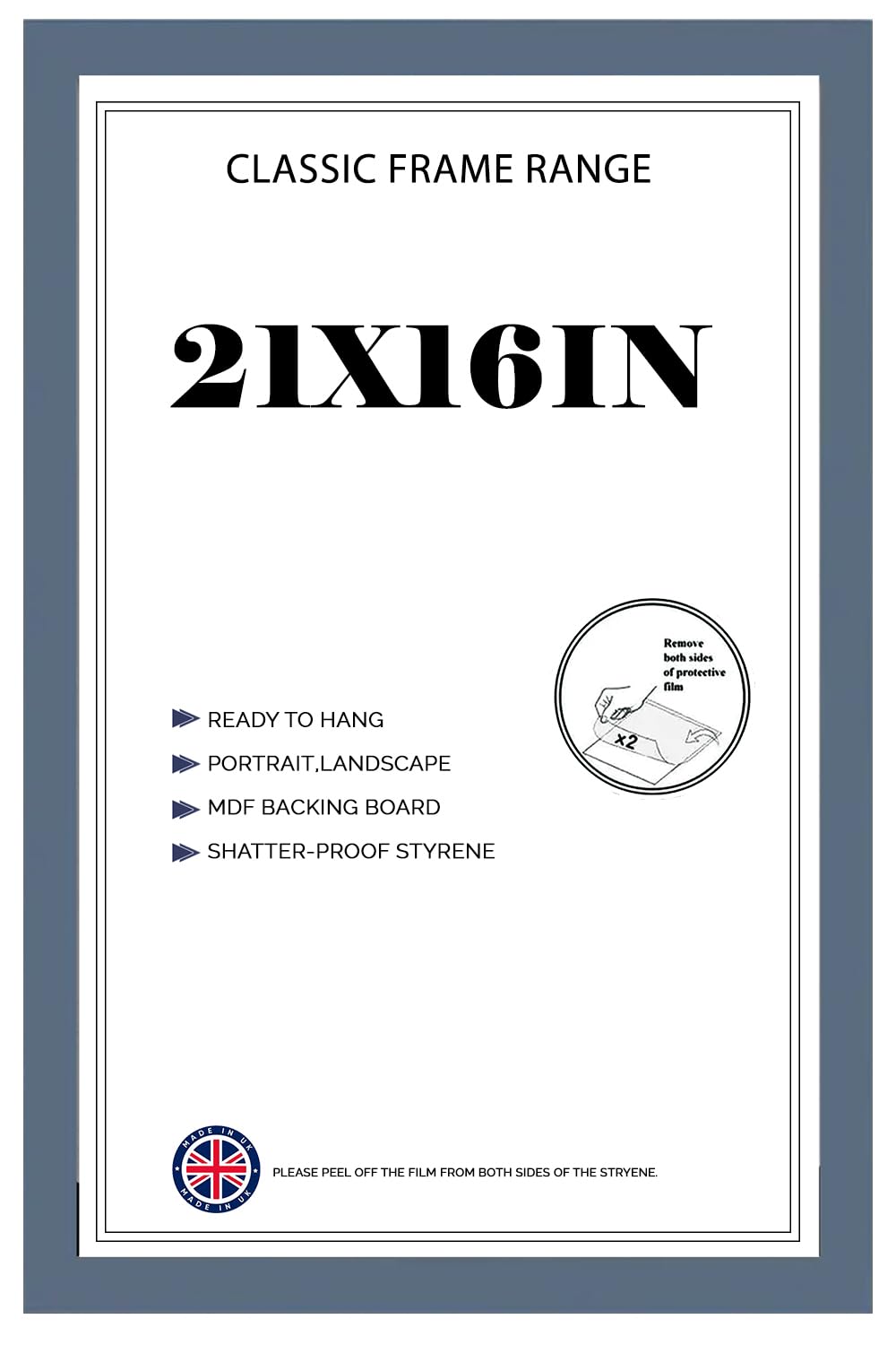 Modern Dark Grey HD Front Poster Frames 21x16 inches Picture/Photo Frames Vertical or Horizontal Shatter-Proof Perspex Front Easy To Hang for Home, Office, Gallery